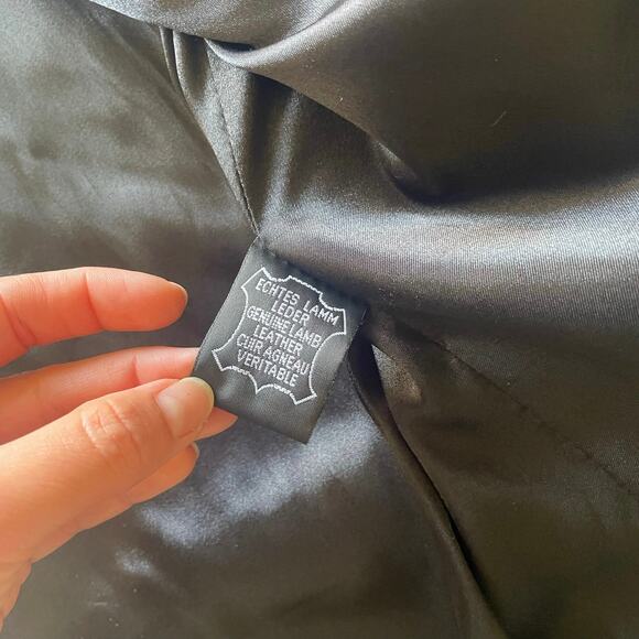 Vintage 90s Genuine Leather Biker Zip Up Jacket with Waist Tie - Picture 5 of 9